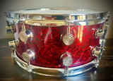DrumPickers Custom Deep Red Confetti 14x6.5” 10-Ply Maple Snare Drum
