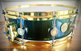 DrumPickers Custom 14x4.75” All Maple Snare Drum in Blue/Green Ghost Grain Gloss Finish