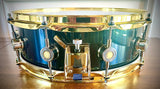 DrumPickers Custom 14x4.75” All Maple Snare Drum in Blue/Green Ghost Grain Gloss Finish