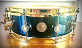 DrumPickers Custom 14x4.75” All Maple Snare Drum in Blue/Green Ghost Grain Gloss Finish