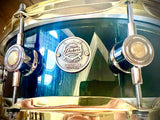 DrumPickers Custom 14x4.75” All Maple Snare Drum in Blue/Green Ghost Grain Gloss Finish