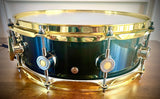 DrumPickers Custom 14x4.75” All Maple Snare Drum in Blue/Green Ghost Grain Gloss Finish