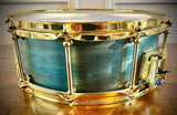 DrumPickers 14x5.5” Steam Bent Single-Ply Cherry Snare Drum with Reinforcement Rings in Deep Blue Ocean Lacquer