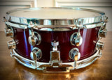 Mapex 14x5.5” Saturn Series Snare Drum in Transparent Cherry Red Lacquer