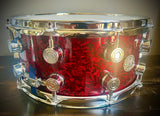 DrumPickers Custom Deep Red Confetti 14x6.5” 10-Ply Maple Snare Drum