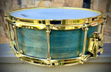 DrumPickers 14x5.5” Steam Bent Single-Ply Cherry Snare Drum with Reinforcement Rings in Deep Blue Ocean Lacquer