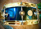 DrumPickers Custom 14x4.75” All Maple Snare Drum in Blue/Green Ghost Grain Gloss Finish