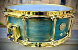 DrumPickers 14x5.5” Steam Bent Single-Ply Cherry Snare Drum with Reinforcement Rings in Deep Blue Ocean Lacquer