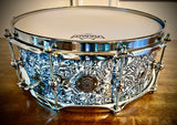 DrumPickers Touring Maple Custom 14x5.5” Snare Drum in Liquid Blue Pearl Wrap