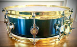 DrumPickers Custom 14x4.75” All Maple Snare Drum in Blue/Green Ghost Grain Gloss Finish