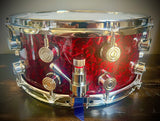 DrumPickers Custom Deep Red Confetti 14x6.5” 10-Ply Maple Snare Drum