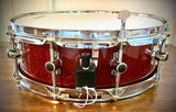 Sonor S-Class 14x5” Maple Snare Drum in Burgundy Gloss Grain Lacquer Finish