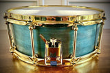 DrumPickers 14x5.5” Steam Bent Single-Ply Cherry Snare Drum with Reinforcement Rings in Deep Blue Ocean Lacquer