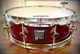 Sonor S-Class 14x5” Maple Snare Drum in Burgundy Gloss Grain Lacquer Finish