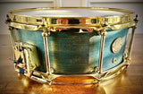 DrumPickers 14x5.5” Steam Bent Single-Ply Cherry Snare Drum with Reinforcement Rings in Deep Blue Ocean Lacquer