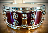 Mapex 14x5.5” Saturn Series Snare Drum in Transparent Cherry Red Lacquer
