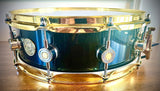 DrumPickers Custom 14x4.75” All Maple Snare Drum in Blue/Green Ghost Grain Gloss Finish