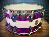DrumPickers DP Custom 14x6.5” “Deep Purple-N-White” Snare Drum