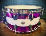 DrumPickers DP Custom 14x6.5” “Deep Purple-N-White” Snare Drum
