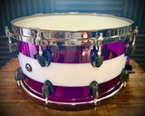 DrumPickers DP Custom 14x6.5” “Deep Purple-N-White” Snare Drum
