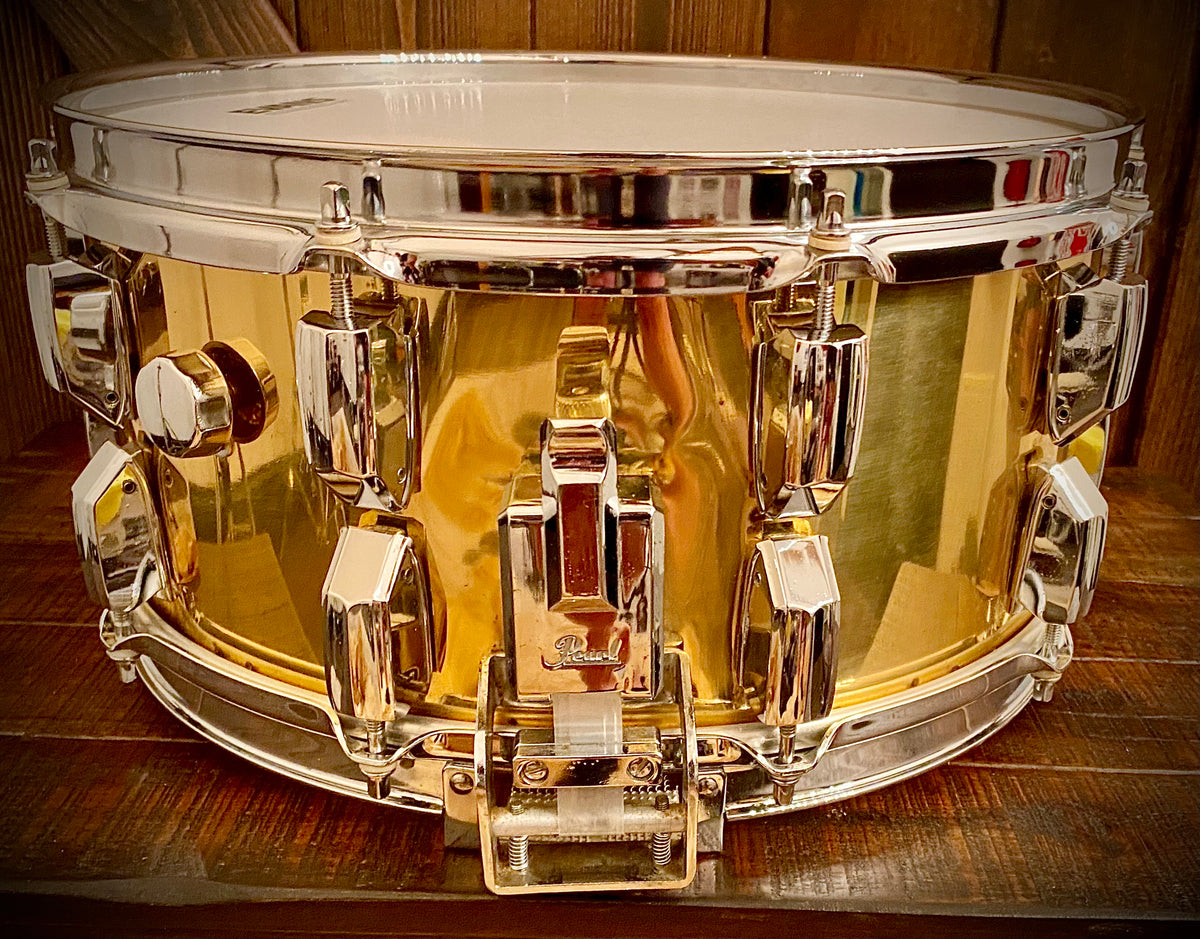 VINTAGE Pearl circa. 1985 GLX Series Super-Gripper 14x6.5” Brass Snare –  DrumPickers