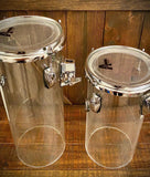 DrumPickers 6x12” & 6x15” Silo Drums in Crystal Clear with Chrome Hardware