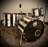 DrumPickers 5pc Vintage Professional Drum Kit in Van Halen Black & White Stripe Tribute