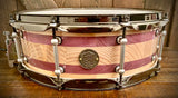 DrumPickers 14x5” Heirloom Snare Drum (Purple Heart/Douglas Fir) Reclaimed Stave Construction