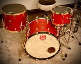 DrumPickers DPVP Vintage Professional Series 3-Pc Drum Kit in “Red-Brass Black-Attack”