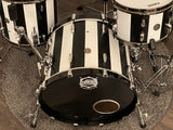 DrumPickers 5pc Vintage Professional Drum Kit in Van Halen Black & White Stripe Tribute