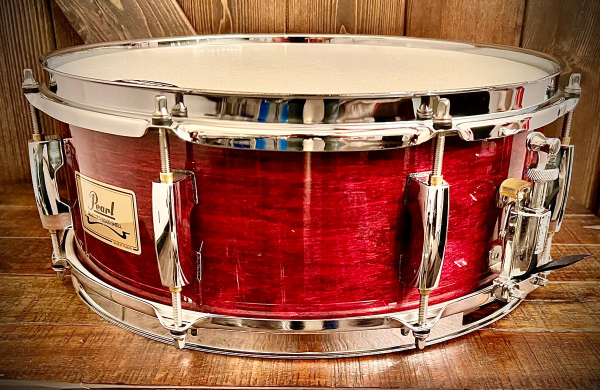 Pearl Selected Wood 14x5.5” Snare Drum in Wine Red Lacquer 