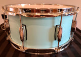 D.P. Custom Preferred Power Piccolo 6.5”x13” 6-Ply Maple Snare Drum Sea-Foam Blue