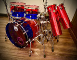 DrumPickers VibraClear Acrylic 5pc Red-N-Blue Drum Kit