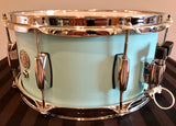 D.P. Custom Preferred Power Piccolo 6.5”x13” 6-Ply Maple Snare Drum Sea-Foam Blue