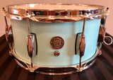 D.P. Custom Preferred Power Piccolo 6.5”x13” 6-Ply Maple Snare Drum Sea-Foam Blue