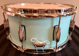 D.P. Custom Preferred Power Piccolo 6.5”x13” 6-Ply Maple Snare Drum Sea-Foam Blue
