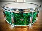 Parton Drumworks - 14x5.5” Vintage Vibe Snare Drum in Green Oyster Pearl
