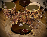 DrumPickers Professional 4-Pc Drum Kit in Screamin Cheetah Wheelie Wrap-Includes Hardware