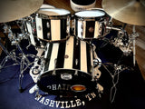DrumPickers 5pc Vintage Professional Drum Kit in Van Halen Black & White Stripe Tribute