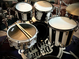 DrumPickers 5pc Vintage Professional Drum Kit in Van Halen Black & White Stripe Tribute
