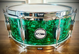 Parton Drumworks - 14x5.5” Vintage Vibe Snare Drum in Green Oyster Pearl