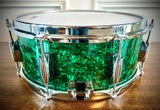 Parton Drumworks - 14x5.5” Vintage Vibe Snare Drum in Green Oyster Pearl