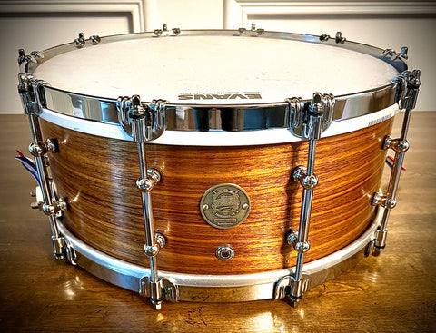 DrumPickers Custom Heritage Series 14x6” Snare Drum in Ribbon Mahogany Finish