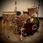 DrumPickers Professional 4-Pc Drum Kit in Screamin Cheetah Wheelie Wrap-Includes Hardware