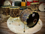 DrumPickers Professional 4-Pc Drum Kit in Screamin Cheetah Wheelie Wrap-Includes Hardware