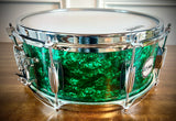 Parton Drumworks - 14x5.5” Vintage Vibe Snare Drum in Green Oyster Pearl