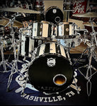 DrumPickers 5pc Vintage Professional Drum Kit in Van Halen Black & White Stripe Tribute
