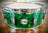 Parton Drumworks - 14x5.5” Vintage Vibe Snare Drum in Green Oyster Pearl