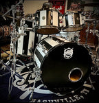 DrumPickers 5pc Vintage Professional Drum Kit in Van Halen Black & White Stripe Tribute