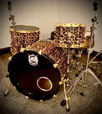 DrumPickers Professional 4-Pc Drum Kit in Screamin Cheetah Wheelie Wrap-Includes Hardware